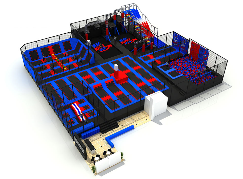 Indoor Trampoline World Rope Course Adventure Play Equipment Big Slide