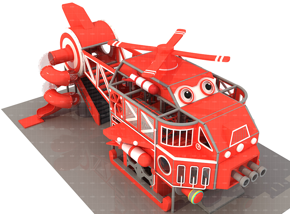 Kids Helicopter Indoor Soft Playground  Spiral Slide
