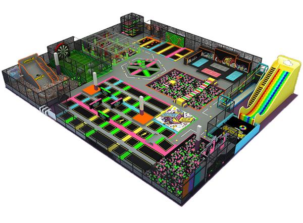 Indoor Playground Trampoline Park Ninja Warrior Donut slide